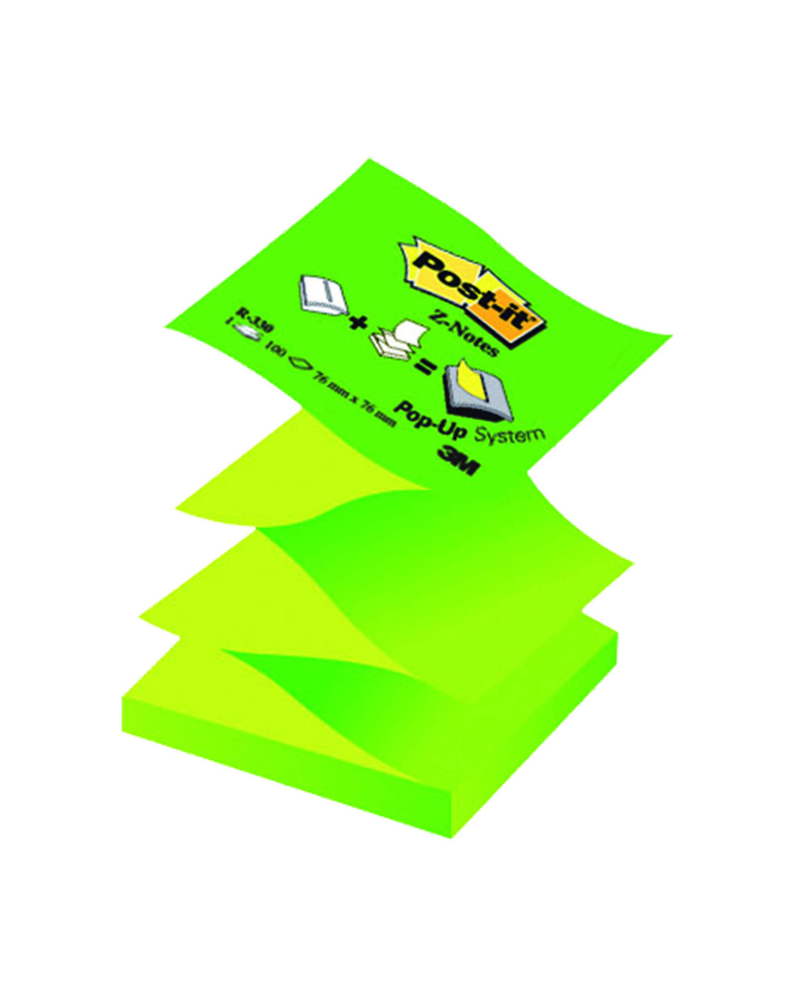 Notatnik Post-it r330nag 76x76 zig zag zielony