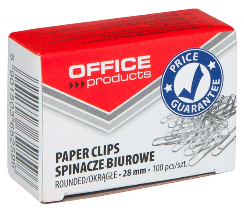 Spinacze okrągłe Office Products, 28 mm, zestaw 100 sztuk, srebrne | eazbiuro.pl | Działaj teraz!
