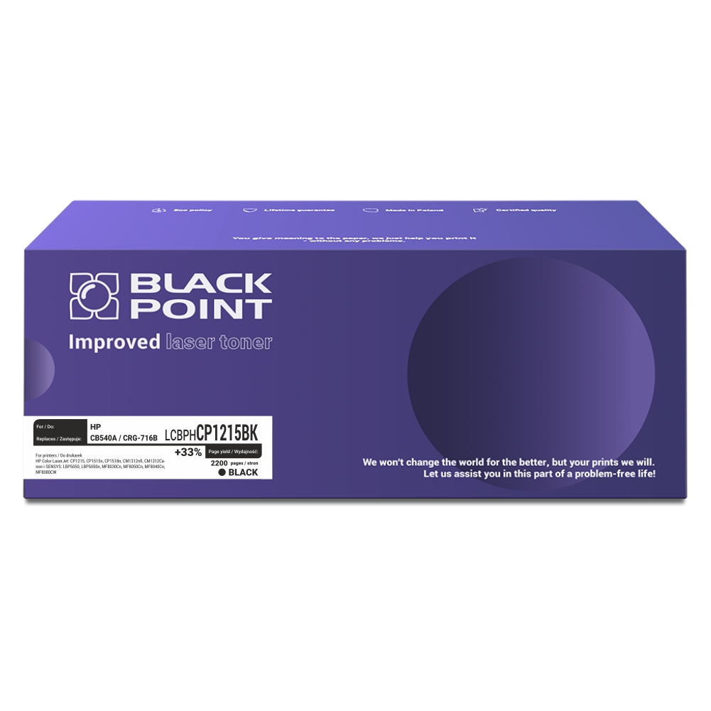 Toner Black Point HP cB540a - lcBlack Pointhcp1215bk Toner Black Point HP cB540a - lcBlack Pointhcp1215bk