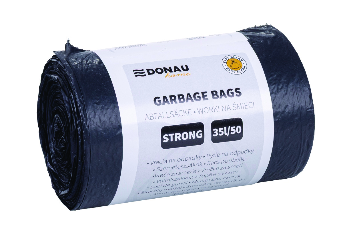 Worki na śmieci DONAU HOME, mocne (LDPE), 35l, 50 szt., czarne Worki na śmieci DONAU HOME, mocne (LDPE), 35l, 50 szt., czarne