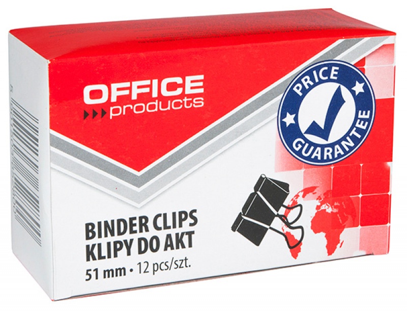 Klipy do dokumentów Office Products, 51 mm, zestaw 12 sztuk., czarne | eazbiuro.pl | Zamów błyskawicznie!