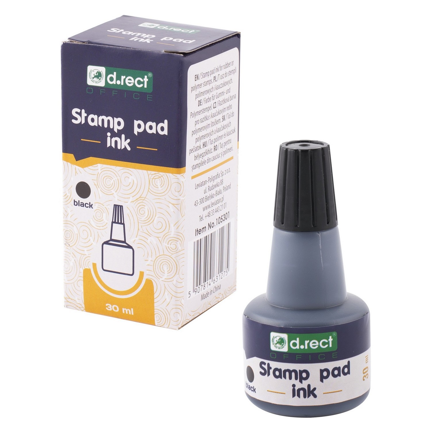 Tusz do stempli d.rect czarny 30ml