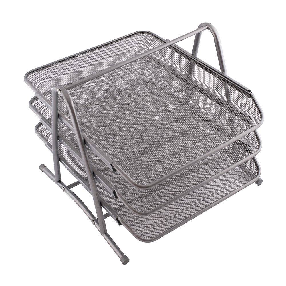 Szufladki zestaw 3-sztuk siatka srebrny | eazbiuro.pl | Zamów rozsądnie!