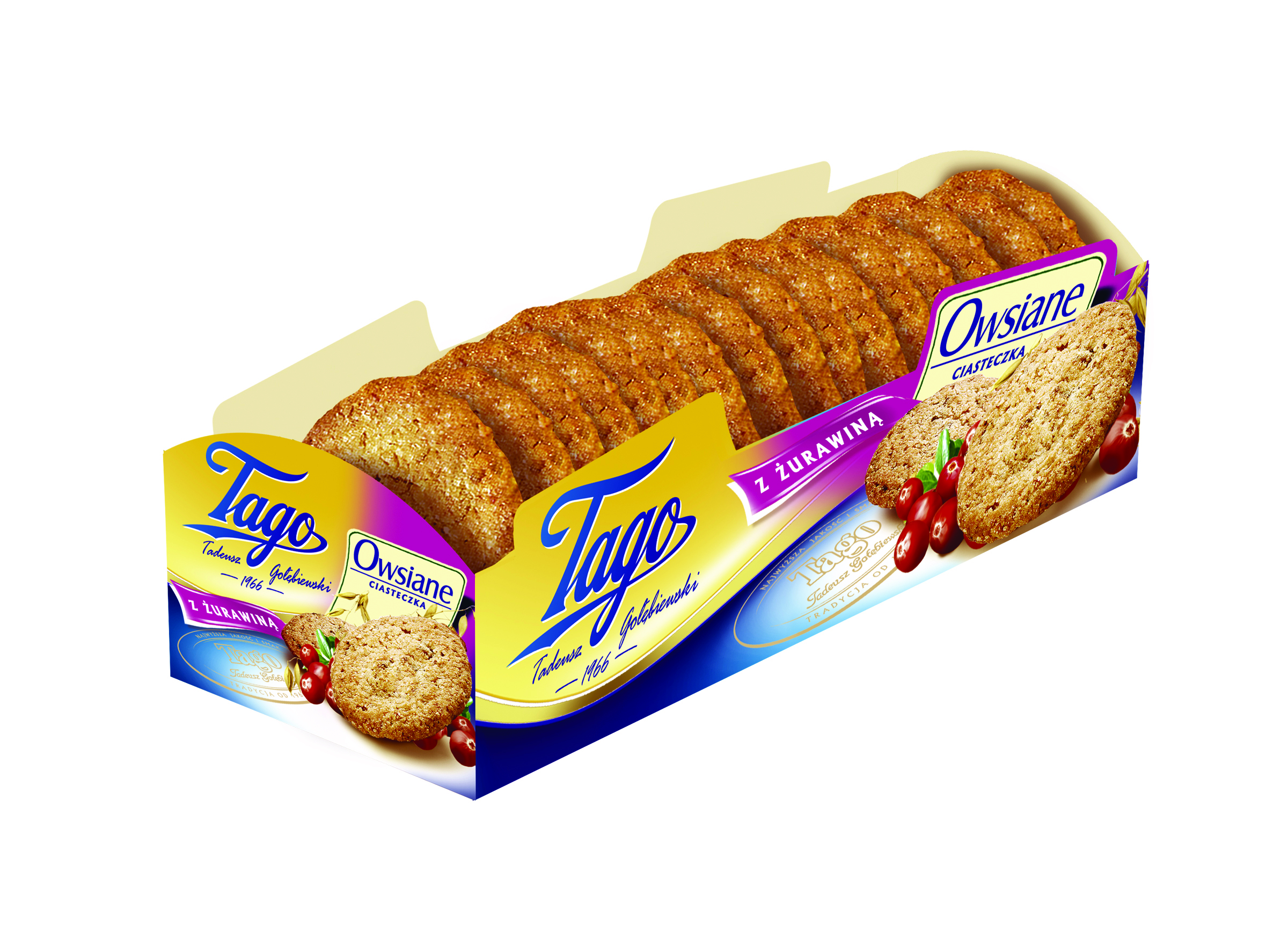 Ciastka owsiane z żurawiną tago, 185g