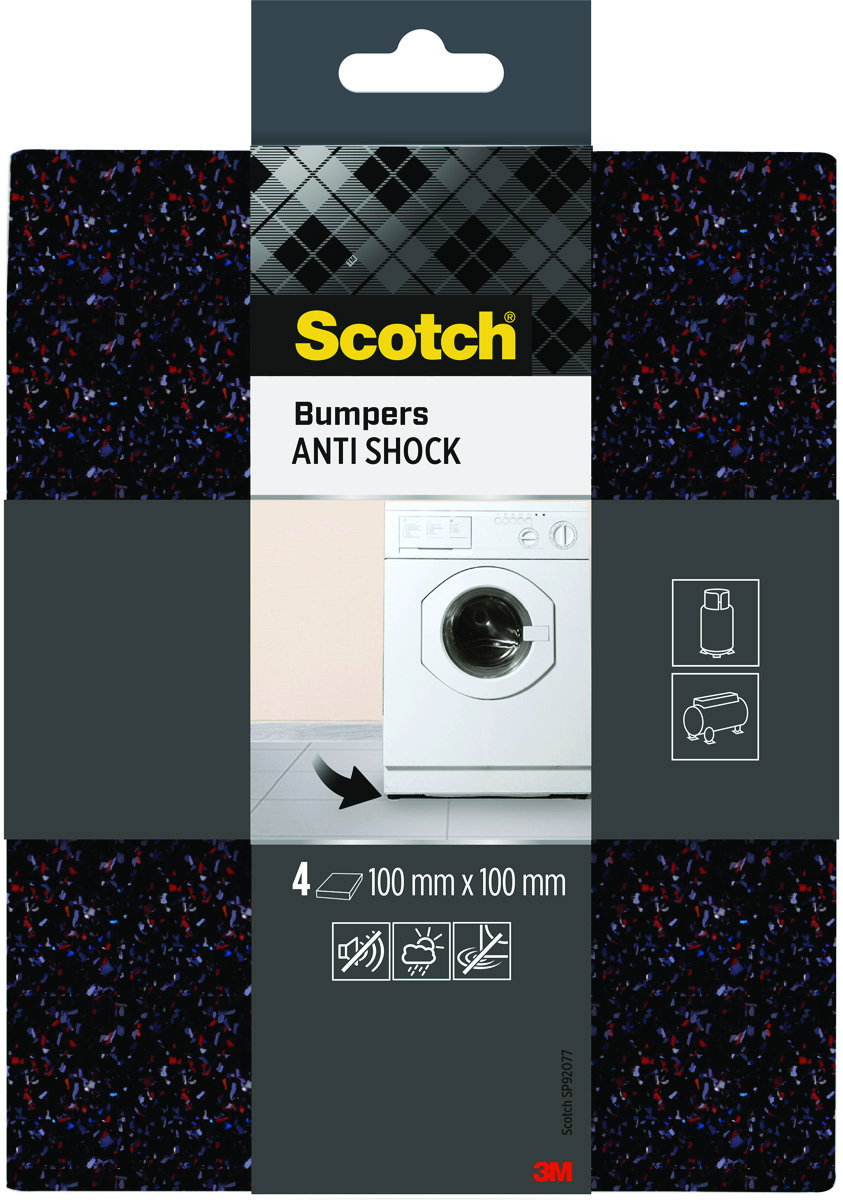 Gumowe podkładki antywibracyjne SCOTCH, 100x100mm, 4 szt., czarne