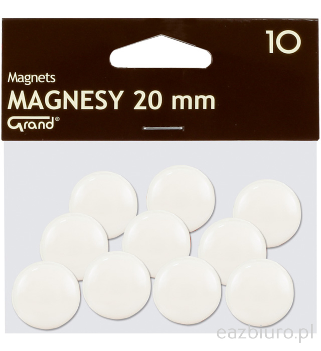 Magnes 20 mm Grand biały zestaw 10 sztuk | eazbiuro.pl | Działaj teraz!