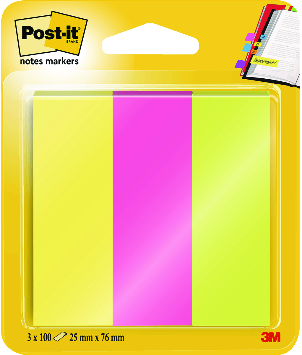 Zakładki indeksujące Post-it (671/3) 26x76mm 3x100 kartek mix kolorów