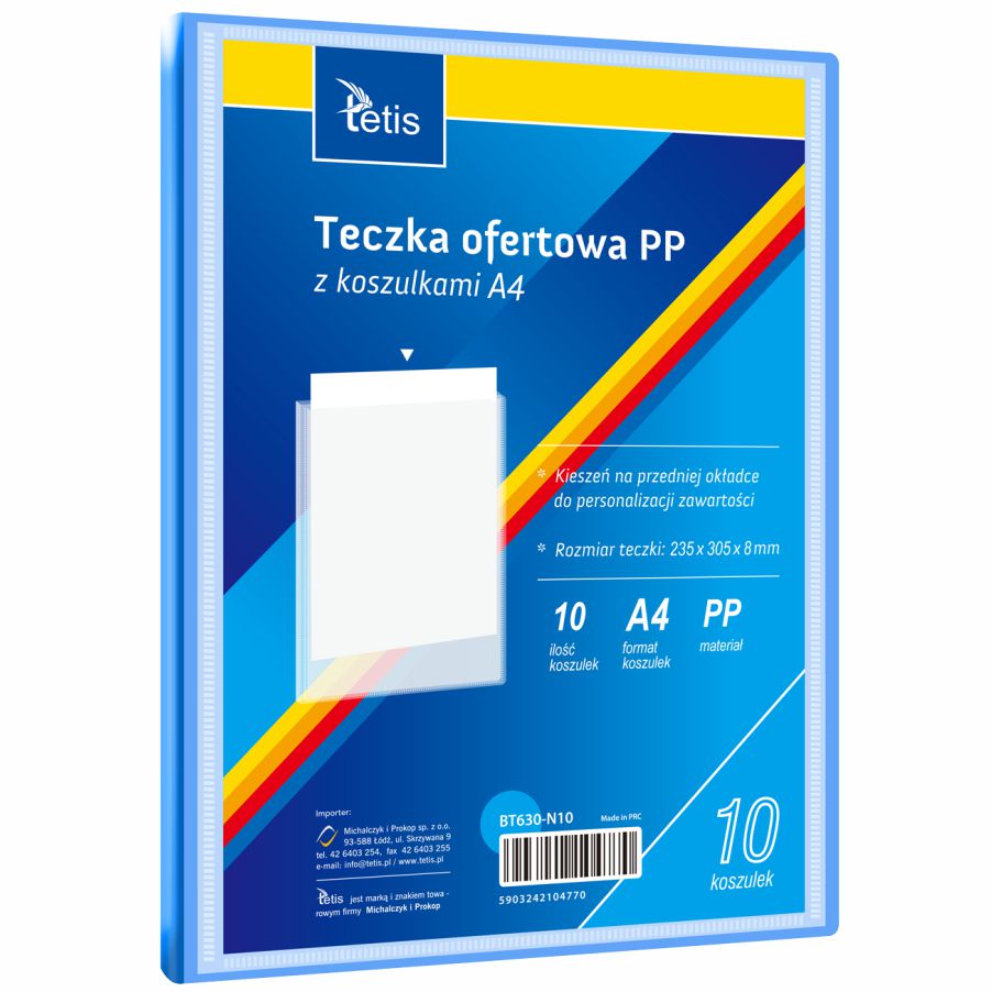 Teczka ofertowa A4 Tetis 8mm niebieska