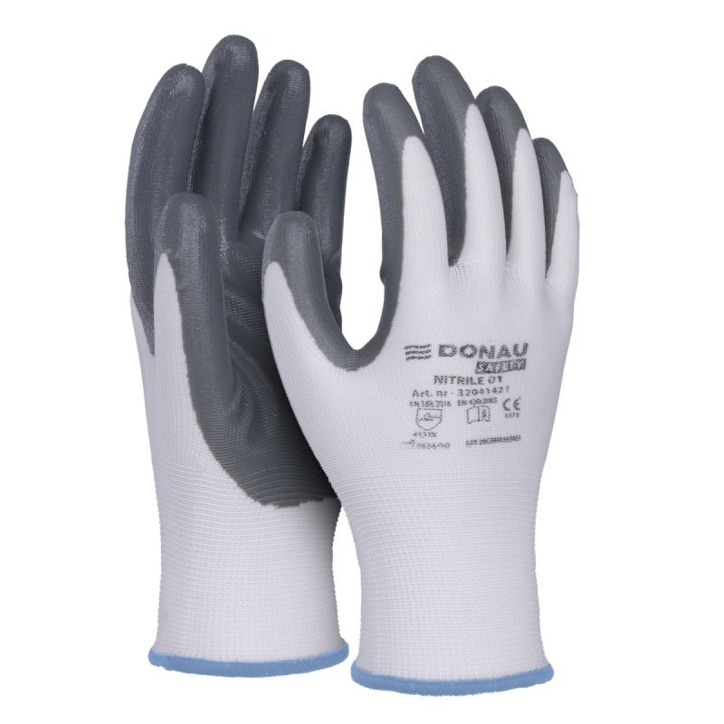 Rękawice Donau Safety powlekane szarym nitrylem rozmiar 9 Rękawice Donau Safety powlekane szarym nitrylem rozmiar 9