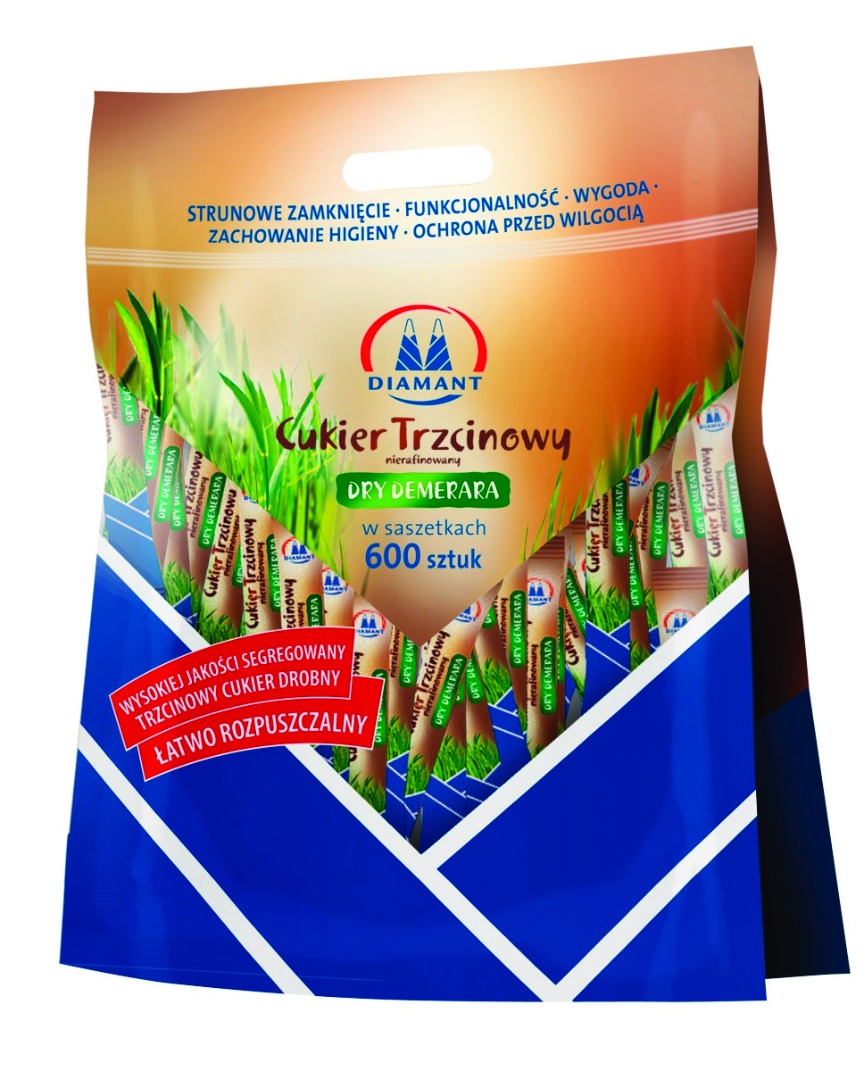 Cukier trzcinowy DIAMANT, w saszetkach, 600x5g