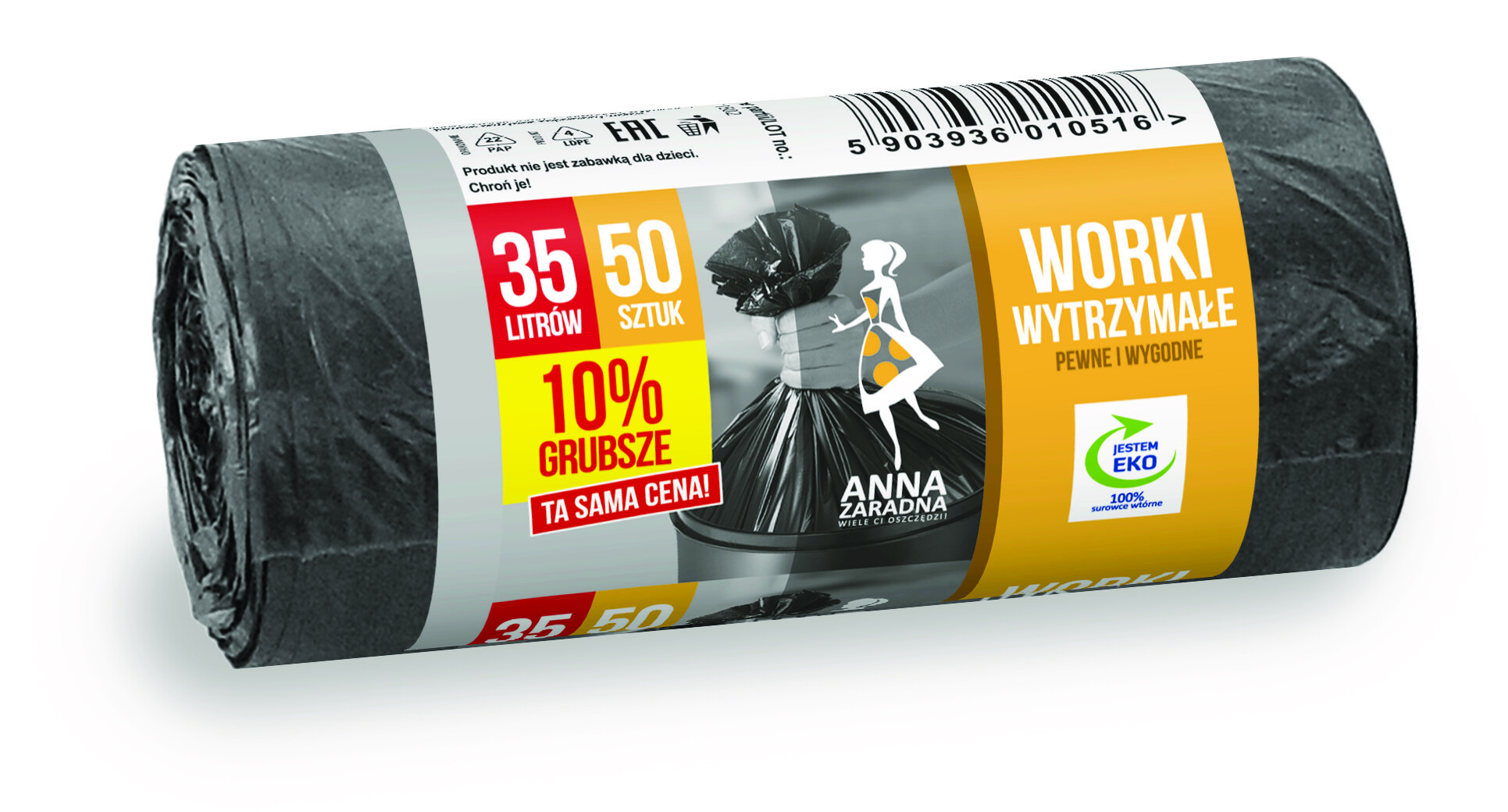 Worki na śmieci Anna Zaradna, wytrzymałe, 10% grubsze, 35l 50 szt. Worki na śmieci Anna Zaradna, wytrzymałe, 10% grubsze, 35l 50 szt.
