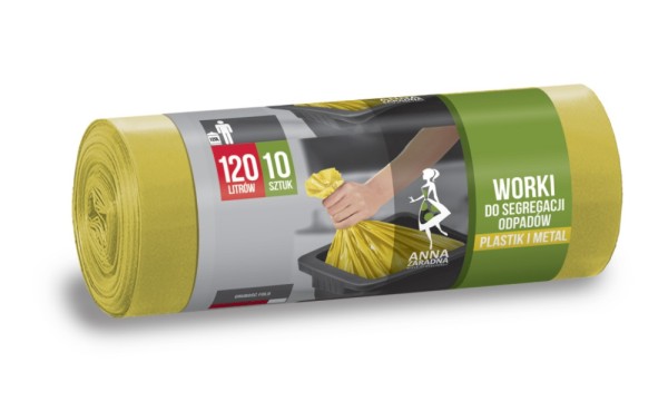 Worki do segregacji odpadów Anna Zaradna, metal, Plastik, 120 l, 10 szt., żółte Worki do segregacji odpadów Anna Zaradna, metal, Plastik, 120 l, 10 szt., żółte
