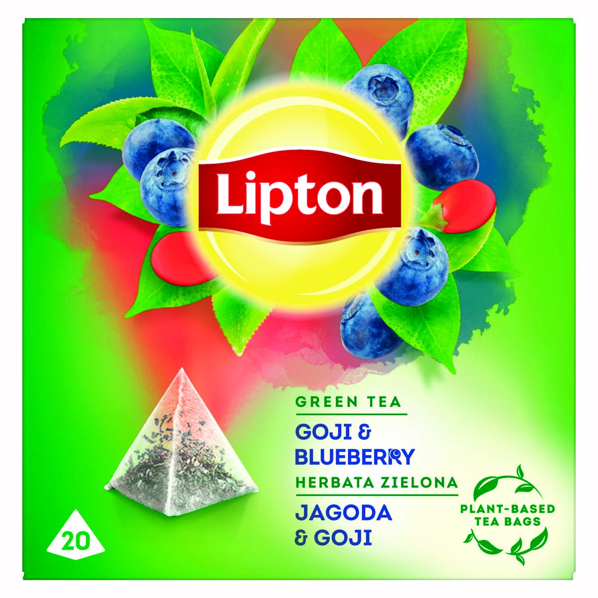 Herbata zielona Lipton piramidki jagoda i goji 20 torebek