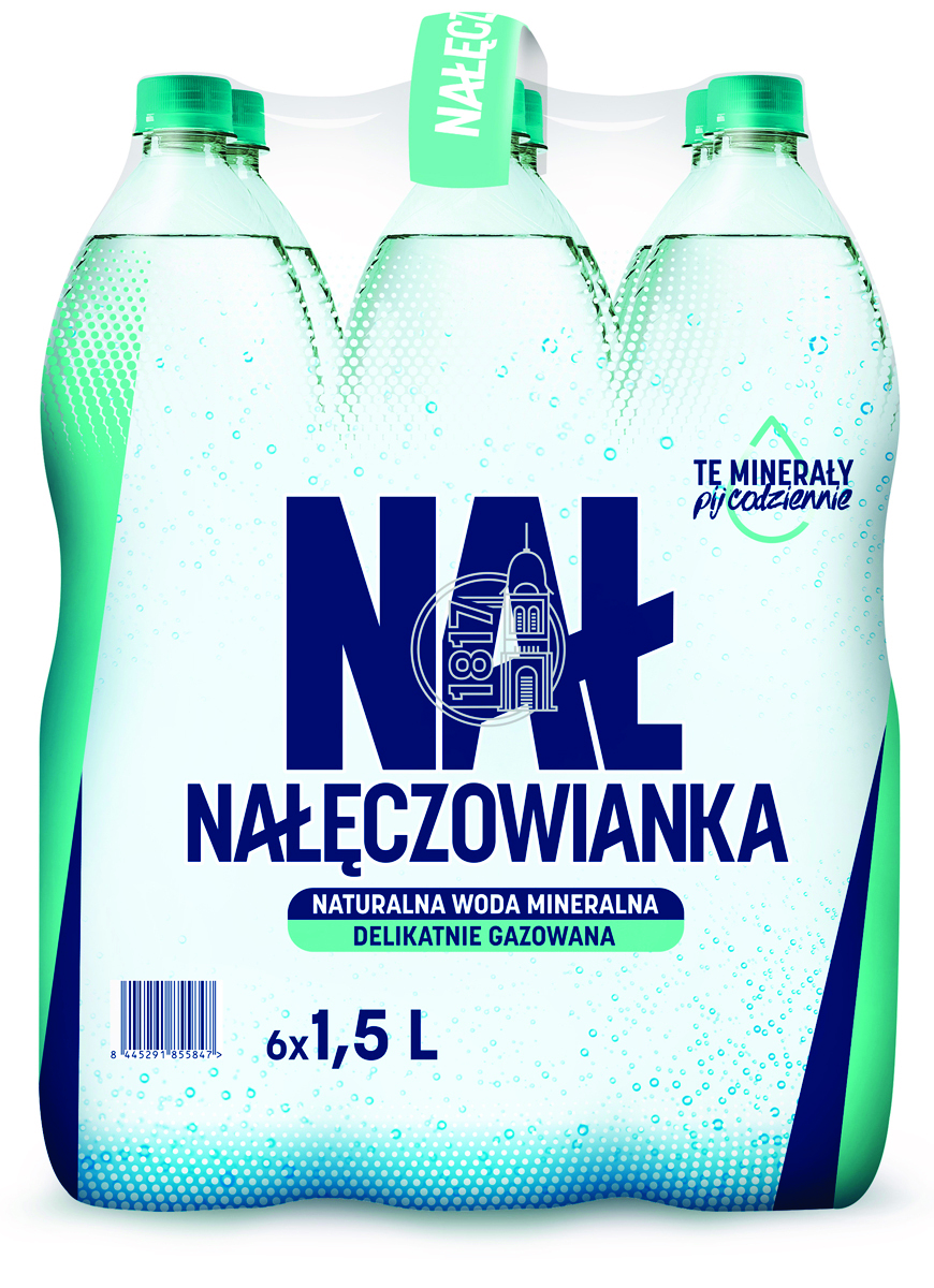 Woda mineralna NAŁĘCZOWIANKA, delikatny gaz, 1,5l, kaucja