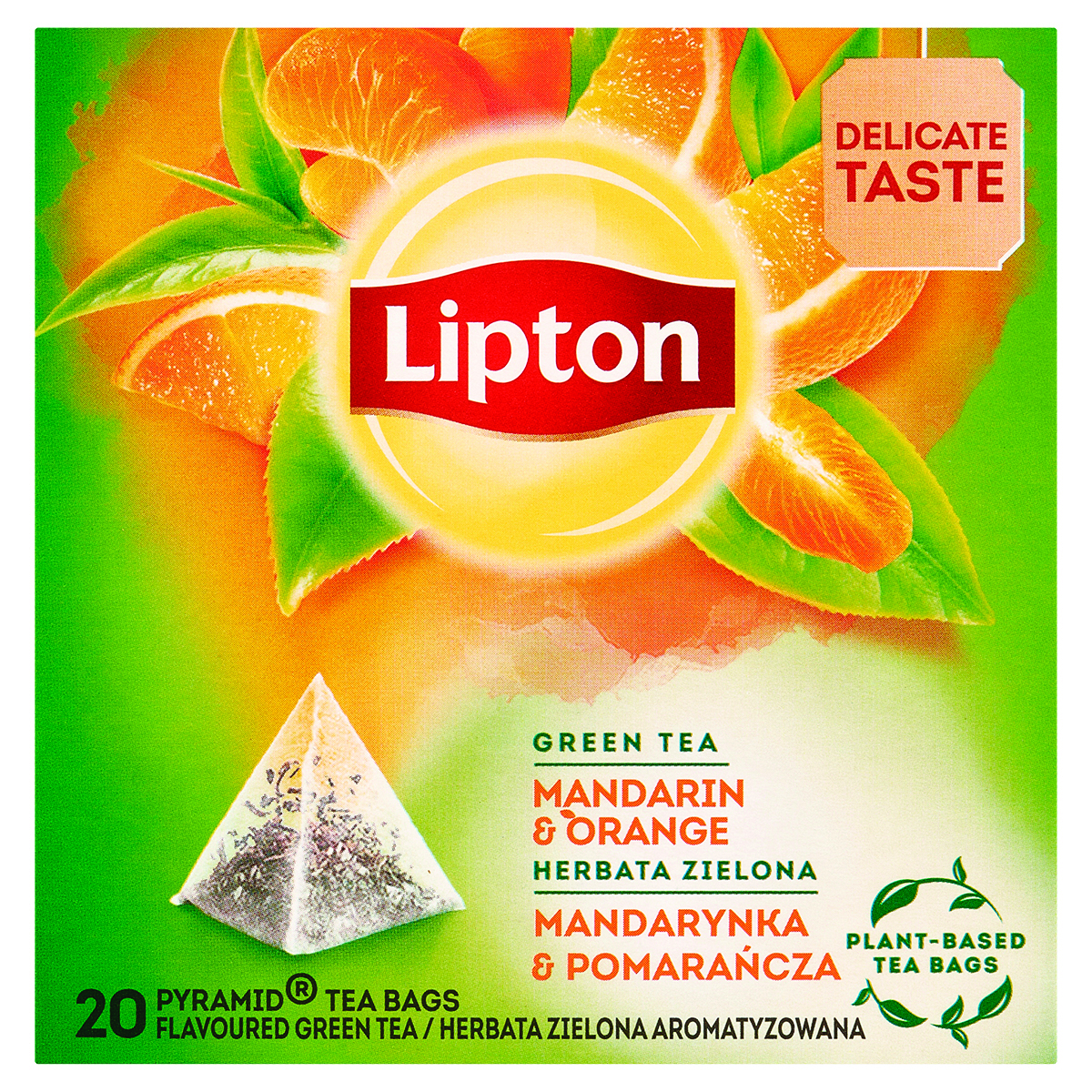 Herbata zielona Lipton piramidki mandarynka i pomarańcza 20 torebek