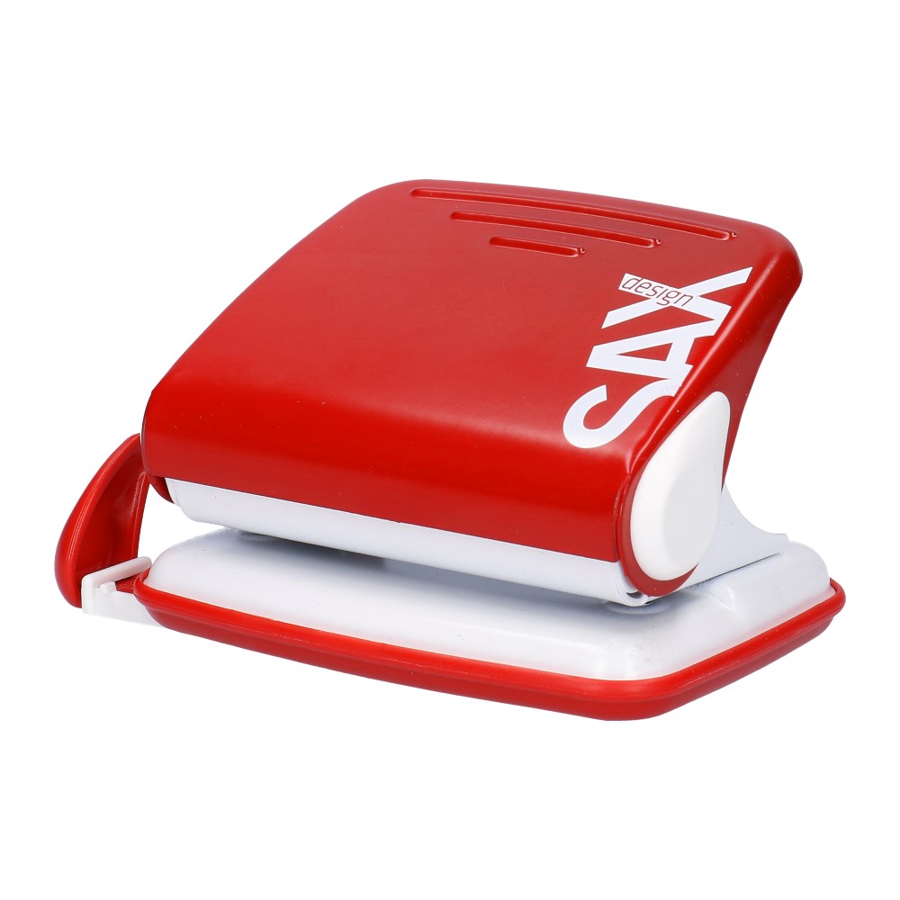 Dziurkacz Saxdesign 318, do 20 kartek, czerwony | eazbiuro.pl | Skorzystaj dziś!