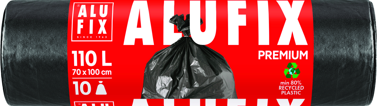 Worki na śmieci ALUFIX, extra mocne, LDPE, 70x100cm, 110l, 10 szt., czarne Worki na śmieci ALUFIX, extra mocne, LDPE, 70x100cm, 110l, 10 szt., czarne