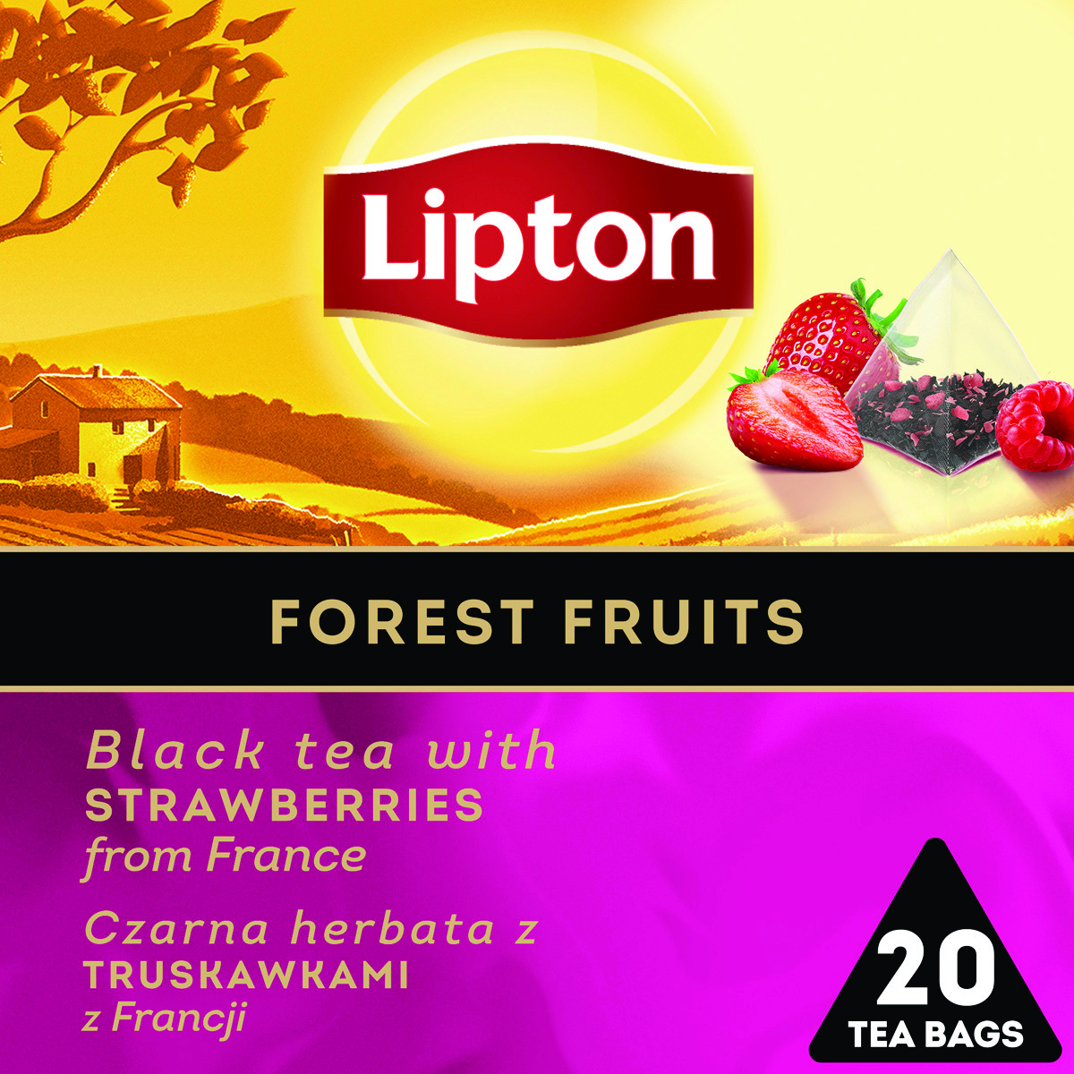 Herbata czarna Lipton Discovery Collection piramidki owoce leśne 20 torebek