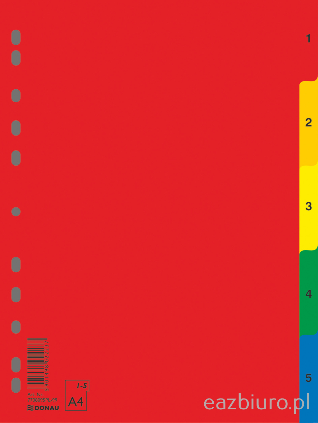 Przekładki Plastikowe Donau pp A4 kolorowe numeryczne | eazbiuro.pl | Zamów teraz!