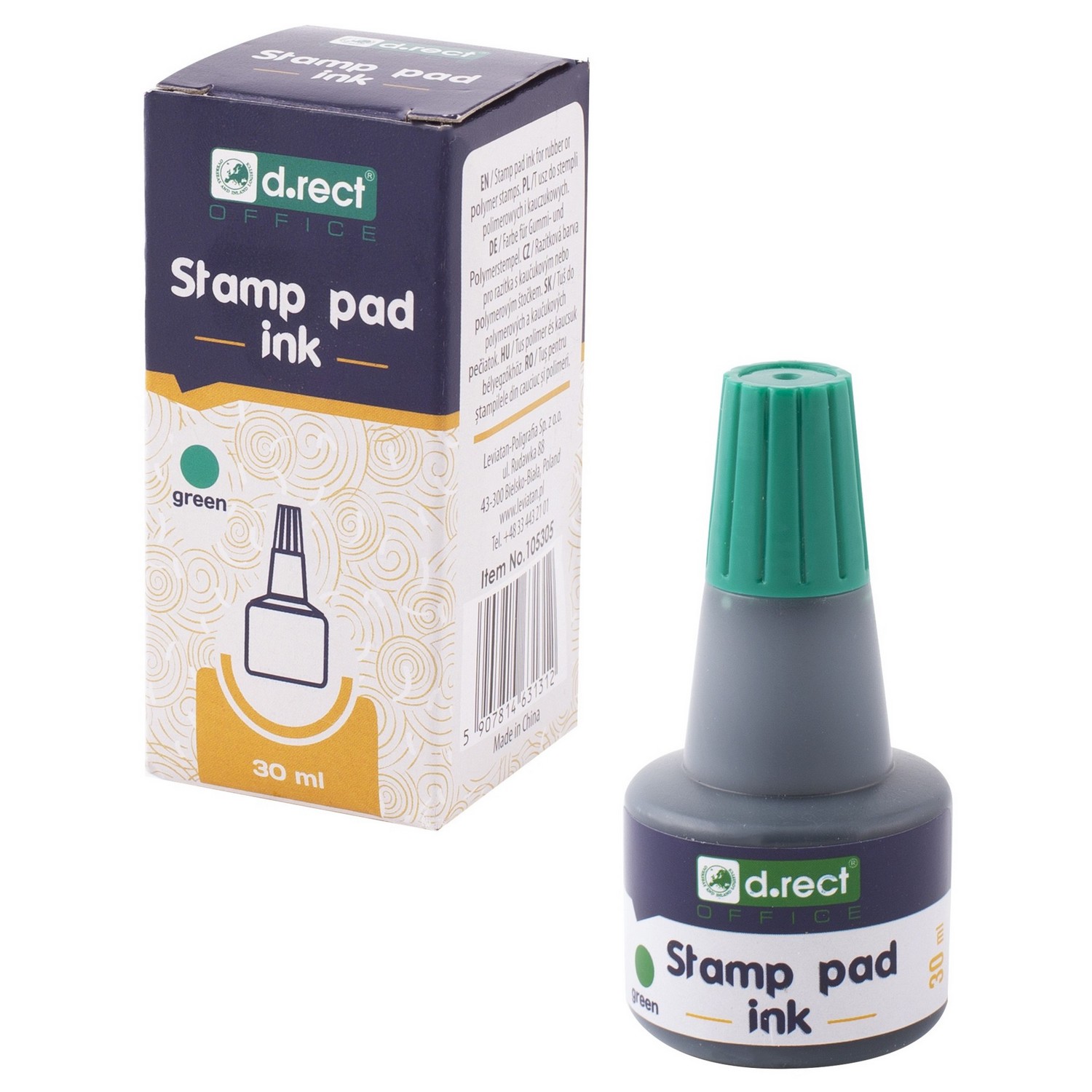 Tusz do stempli d.rect zielony 30ml Tusz do stempli d.rect zielony 30ml