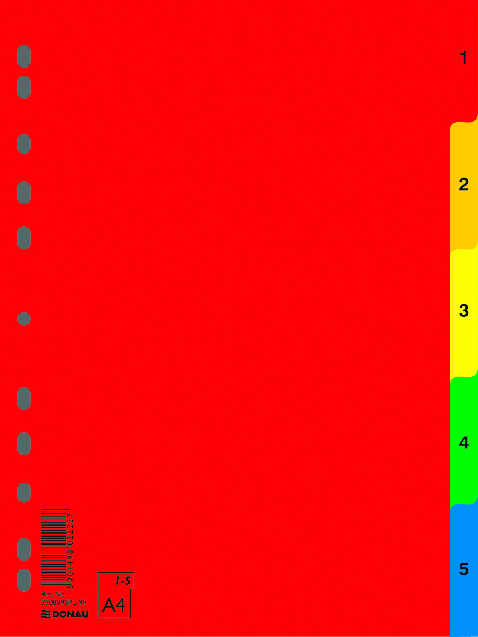 Przekładki Plastikowe Donau pp A4 kolorowe numeryczne Przekładki Plastikowe Donau pp A4 kolorowe numeryczne