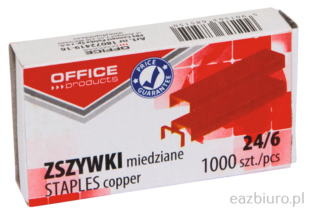 Zszywki office 24 6 miedziowane zestaw 1000 sztuk | eazbiuro.pl | Zamów rozsądnie!