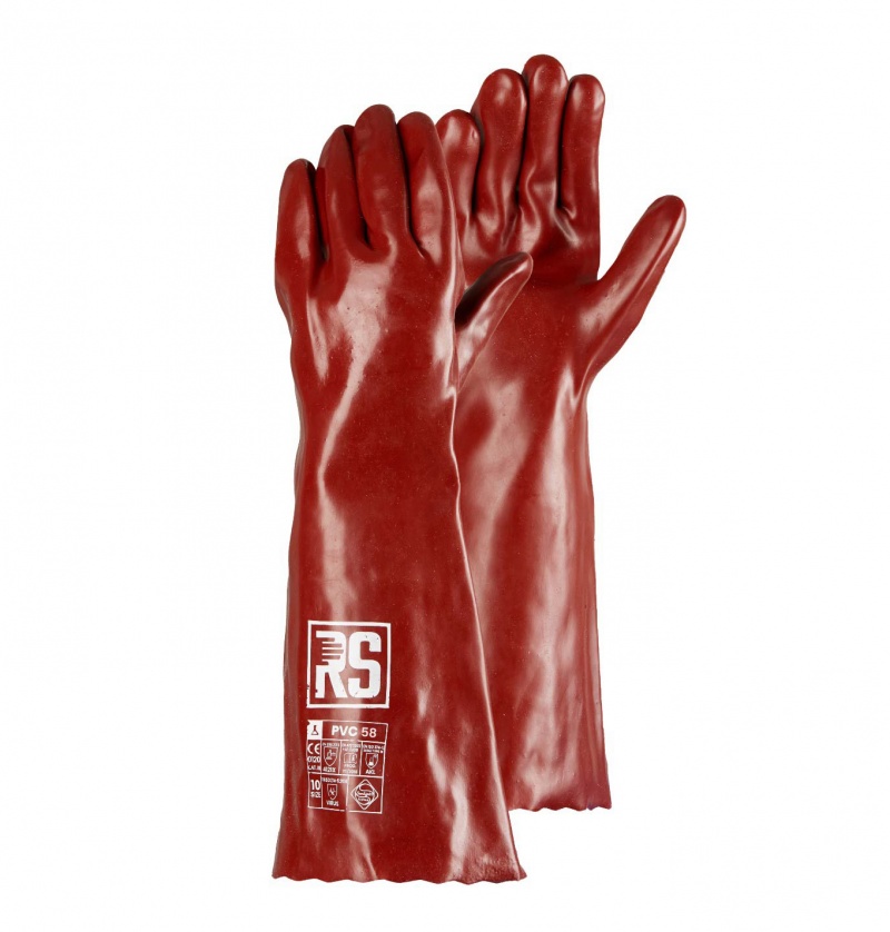 Rękawice chemiczne rs pvc, 58 cm, rozm. 10, czerwone