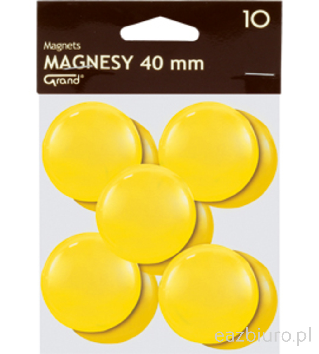 Magnesy 40 mm żółte zestaw 10 sztuk | eazbiuro.pl | Kup wygodnie!