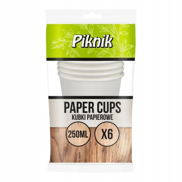 Kubek papierowy do gorących napojów 250ml Piknik 6 szt. SUP