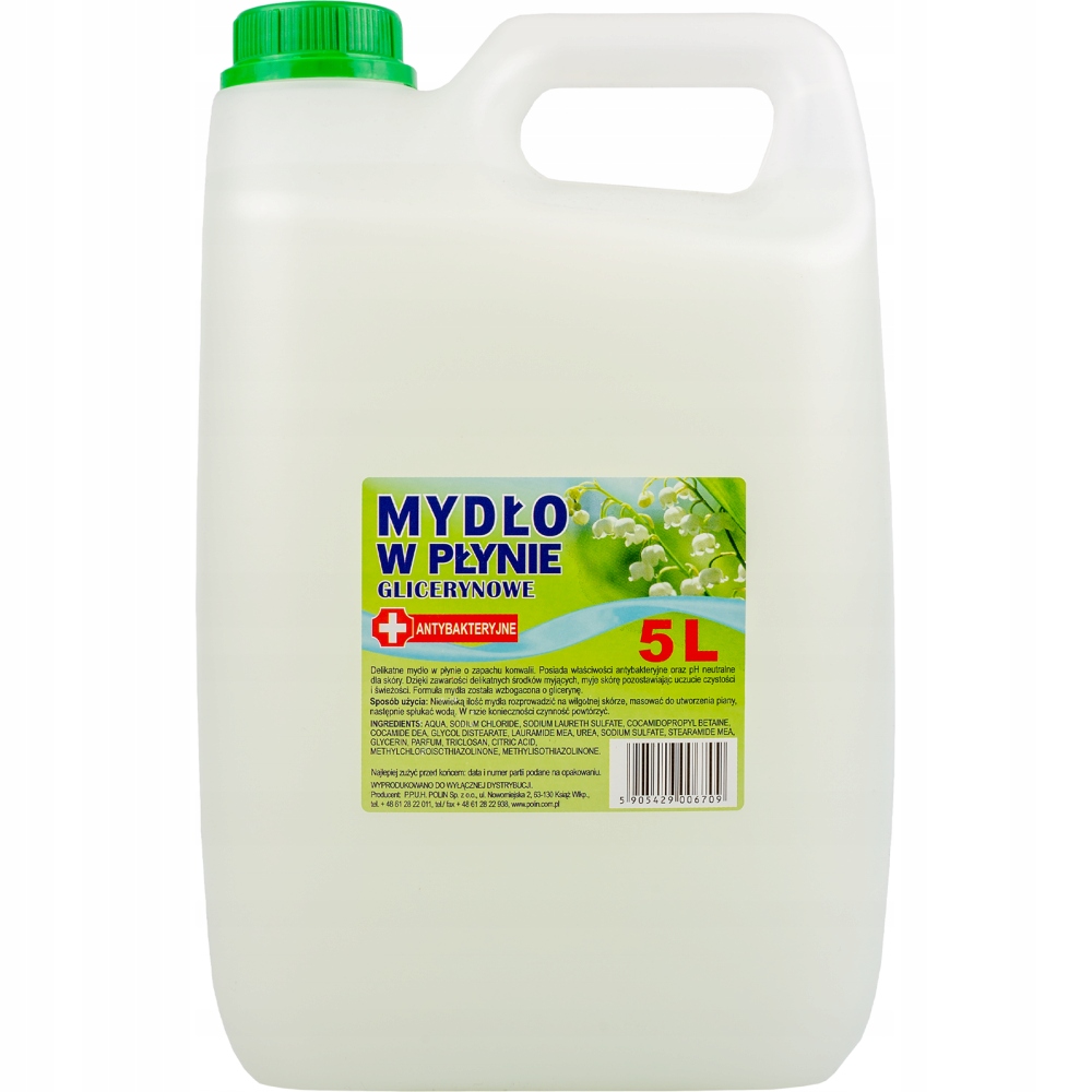 Mydło w płynie 5l glicerynowe białe antybakteryjne Mydło w płynie 5l glicerynowe białe antybakteryjne