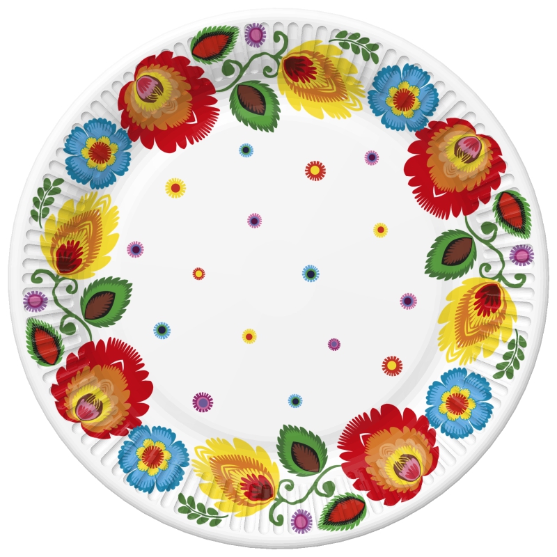 Talerzyki papierowe Łowicz Colourful Cutout 8 szt. O 22,7 270 [g/m2]