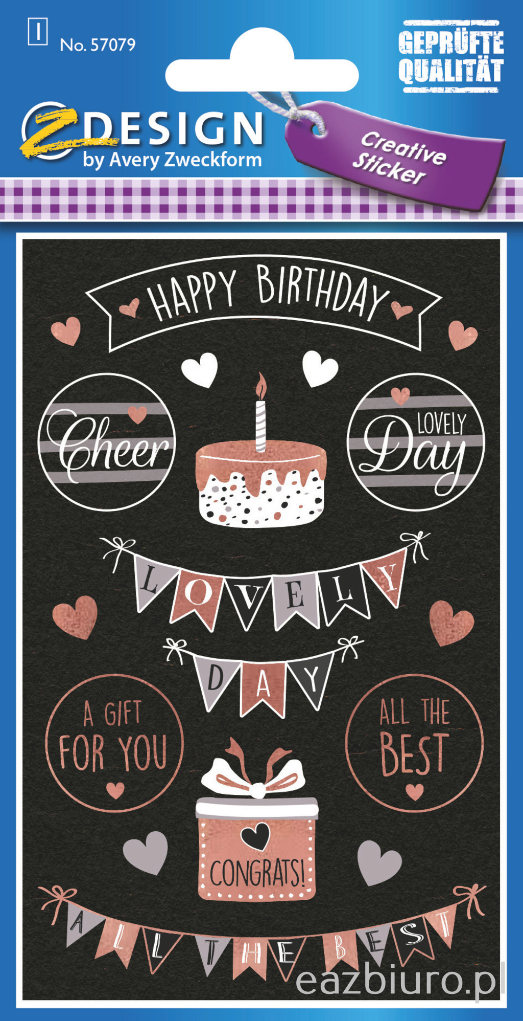 Naklejki papierowe - happy birthday avery z-design | eazbiuro.pl | Postaw na jakość!