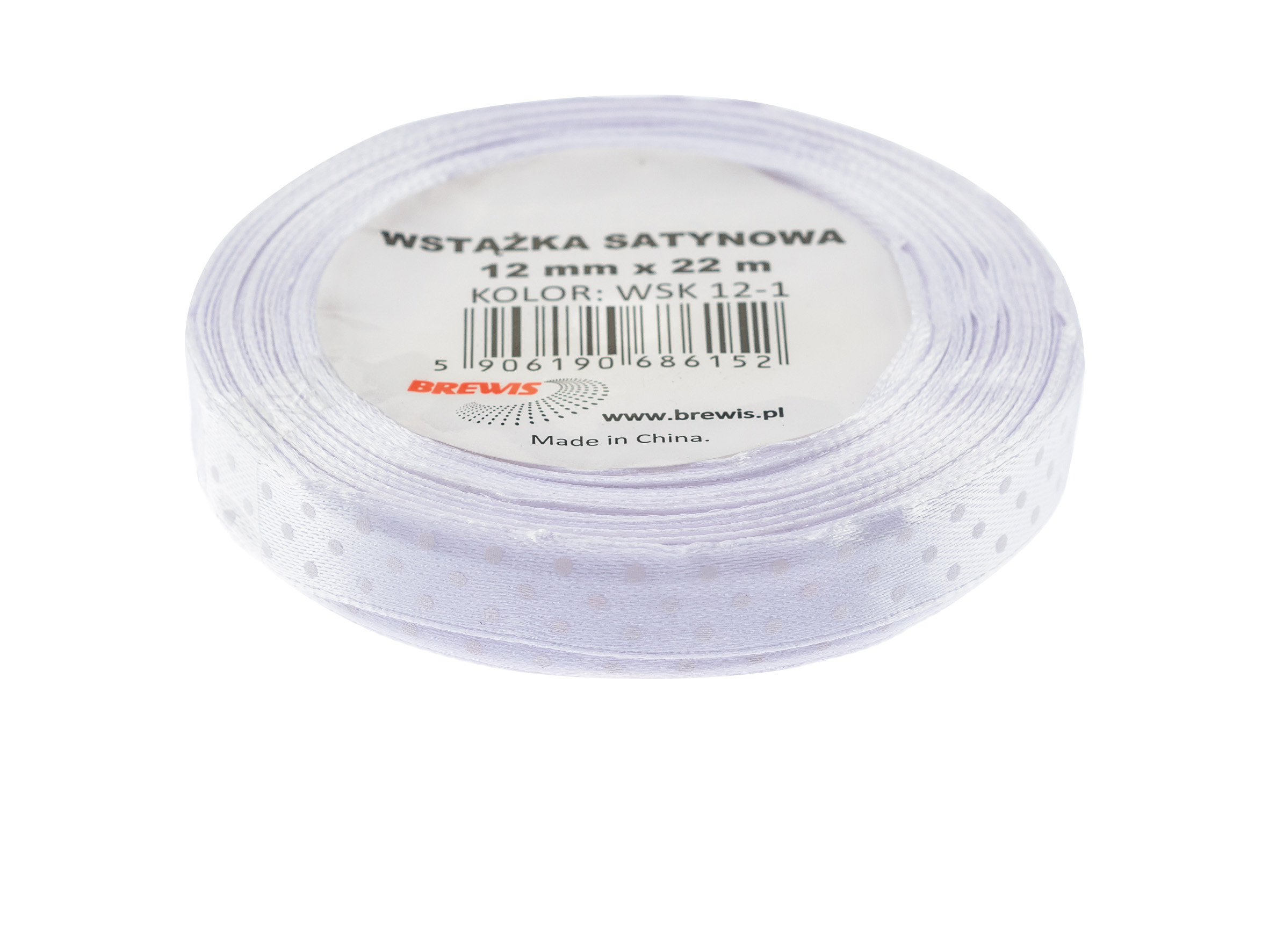 Wstążka Brewis kropki 12 mm 22 m białe | eazbiuro.pl | Zamów taniej!
