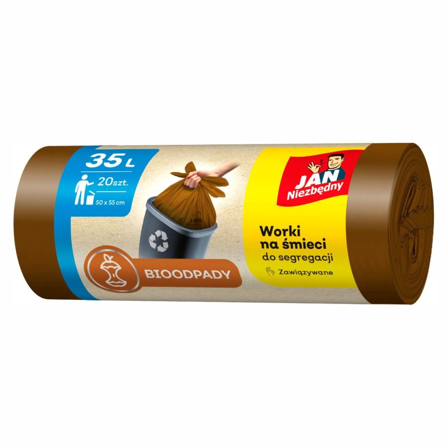 Worki na śmieci bio brązowe easy-pack Jan Niezbędny 35l 20 szt.