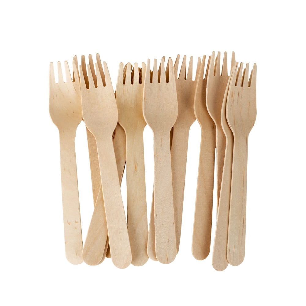 Widelec bio drewniany 160 mm zestaw 100 sztuk | eazbiuro.pl | Weź okazję!