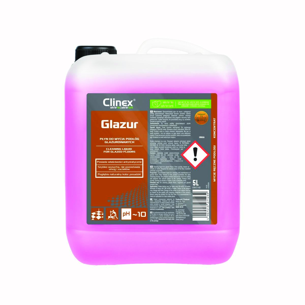 Płyn CLINEX Glazur, do mycia podłóg glazurowanych, 5l Płyn CLINEX Glazur, do mycia podłóg glazurowanych, 5l