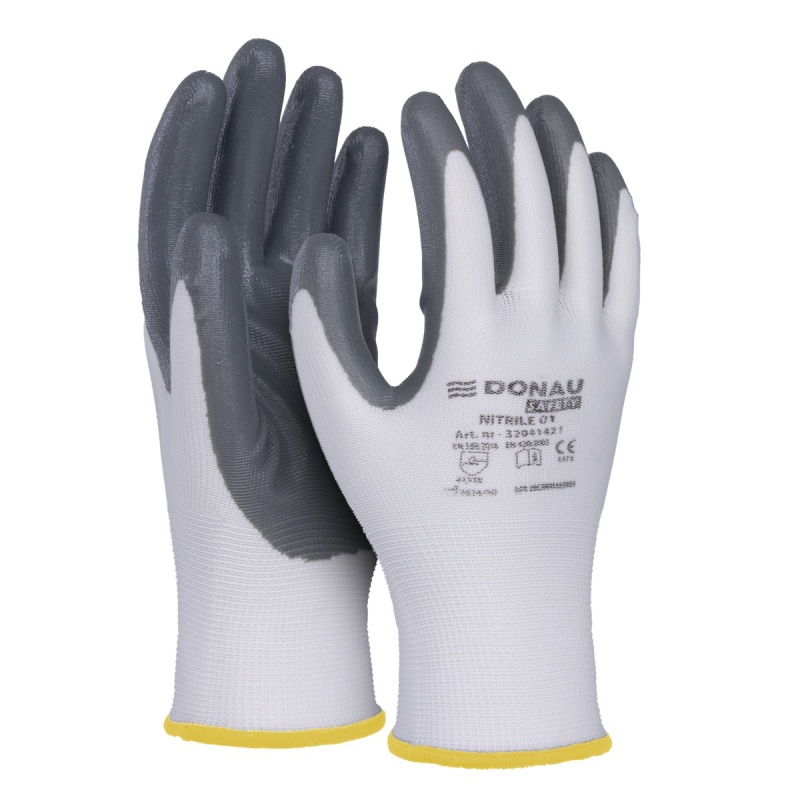 Rękawice Donau Safety powlekane szarym nitrylem rozmiar 8 Rękawice Donau Safety powlekane szarym nitrylem rozmiar 8