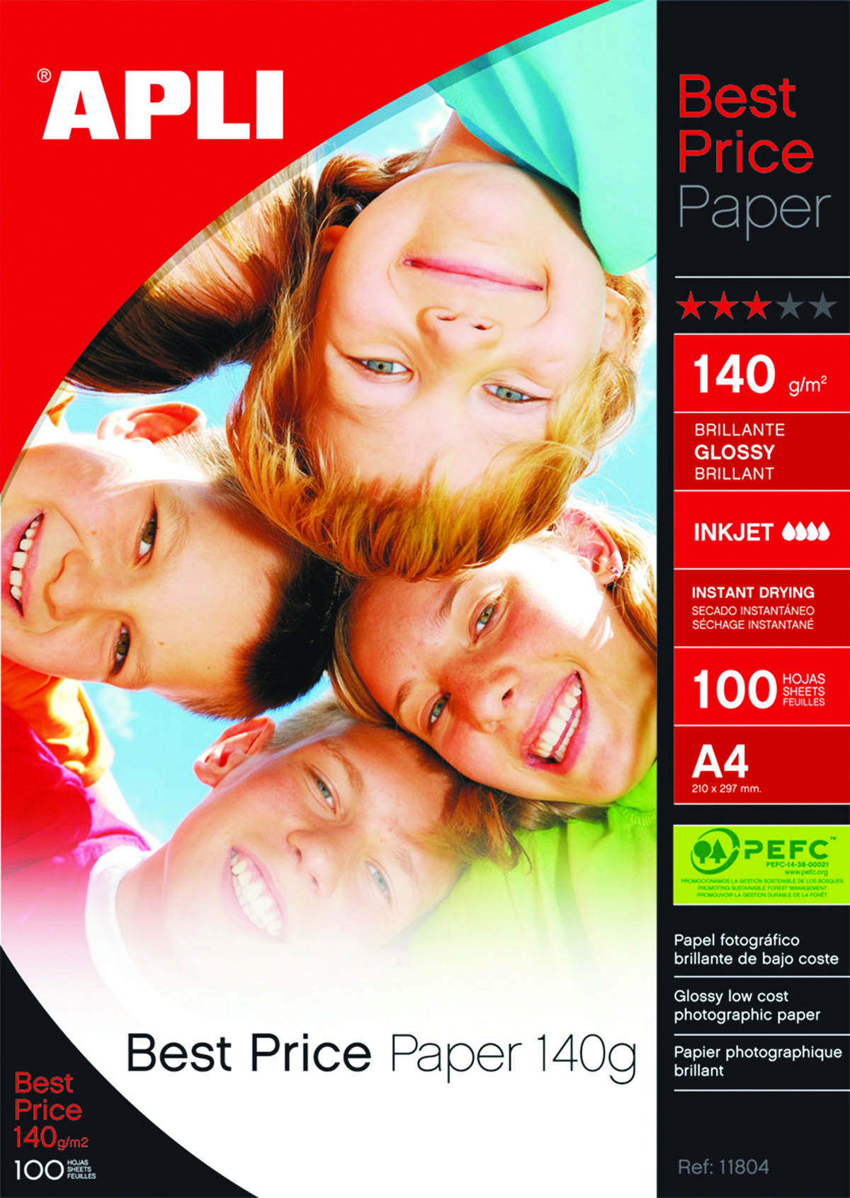 Papier fotograficzny Apli best price photo paper, A4, 140gsm, błyszczący, 100 arkuszy Papier fotograficzny Apli best price photo paper, A4, 140gsm, błyszczący, 100 arkuszy