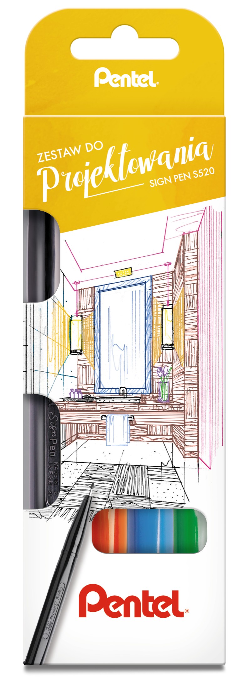 Zestaw 4 pisaków flamastrów Pentel s520 abcd | eazbiuro.pl | Kup taniej!