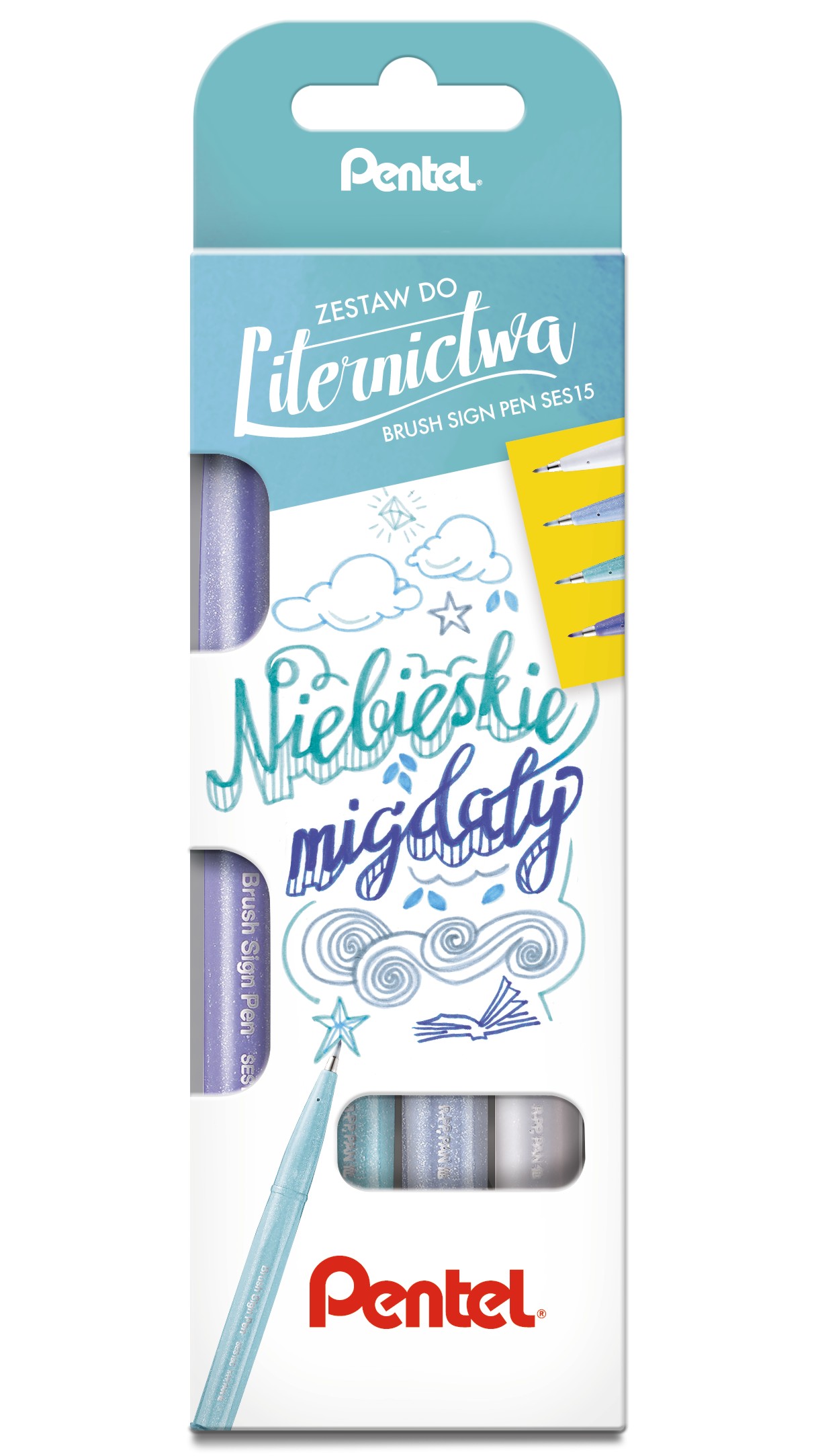 Zestaw pisaków pędzelkowych Pentel ses15 niebieskie migdały | eazbiuro.pl | Wybierz i kup!
