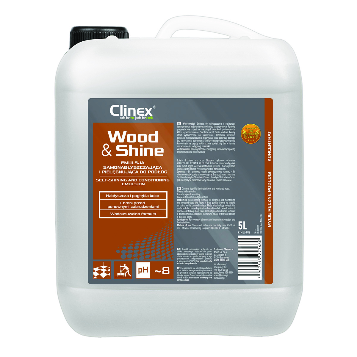 Clinex emulsja samonabłyszczająca i pielęgnująca podłogi Wood&Shine 5l