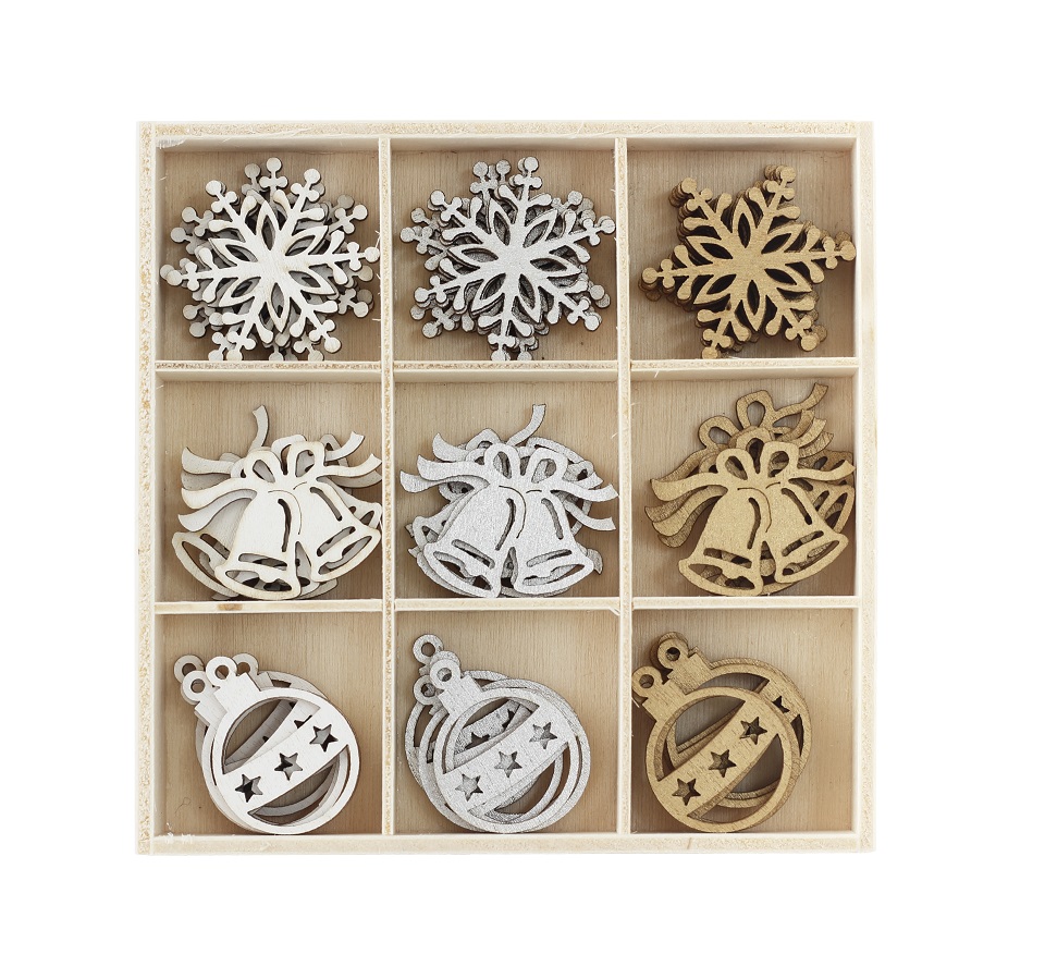 Ozdoby drewniane w pudełku święta 2 zestaw 45 sztuk | eazbiuro.pl | Wybierz mądrze!