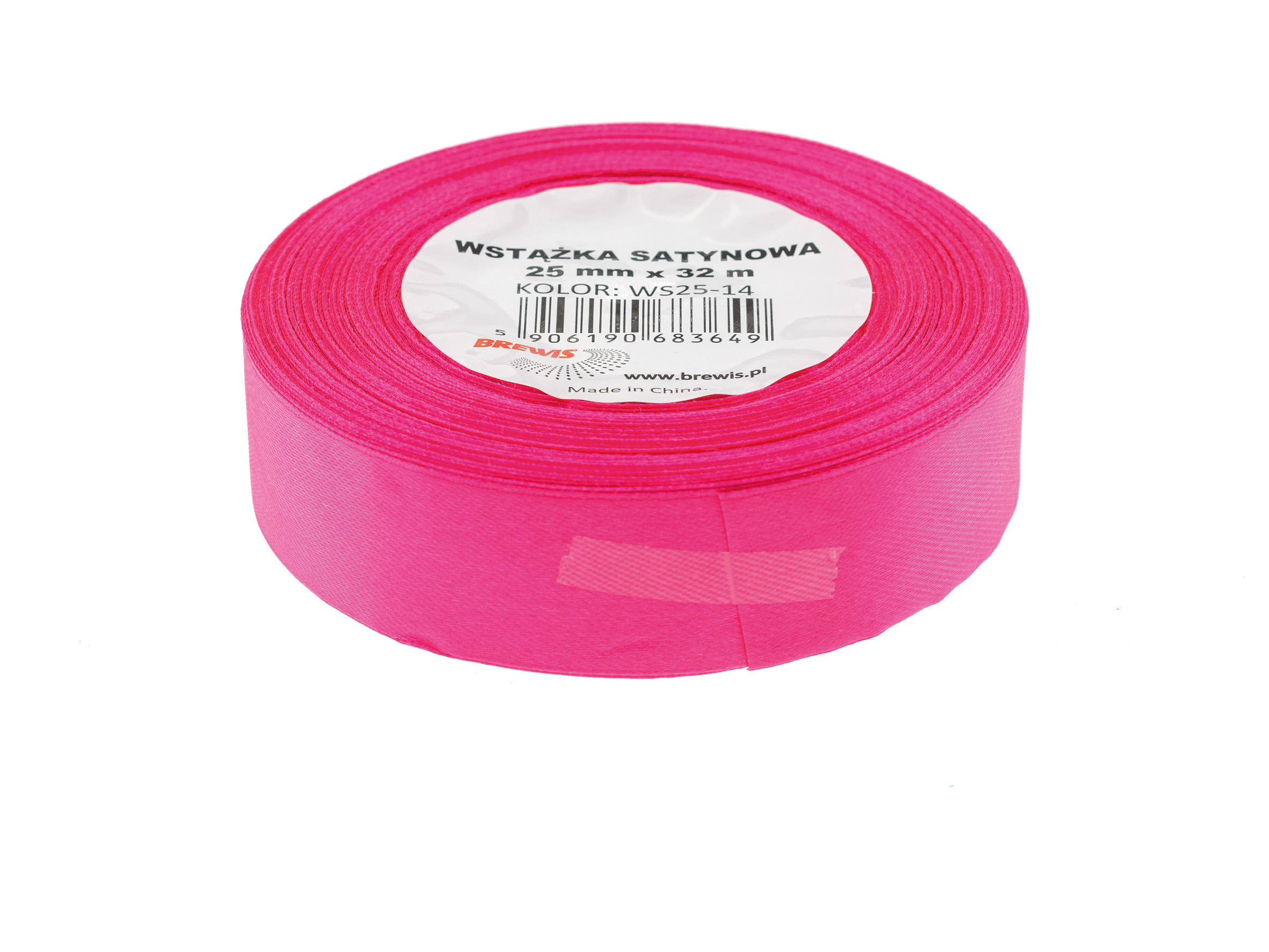Wstążka Brewis satynowa 25 mm 32 m różowy fluo | eazbiuro.pl | Kup pewnie!