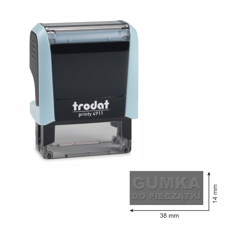 Trodat pieczątka 4911 obudowa pastelowa niebieska 38 x 14 mm + wkładka tuszująca + gumka | eazbiuro.pl | Kup pewnie!