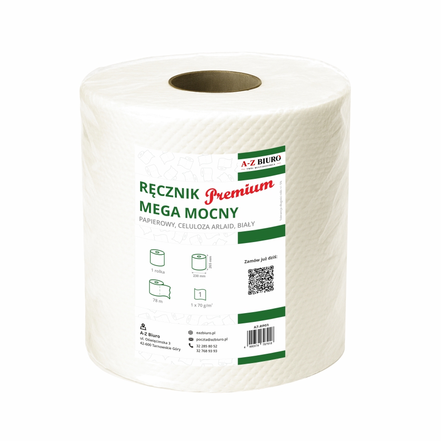 Ręcznik premium celulozowy 1-warstwowy 78m 70g 1 sztuka rola 1400g A-Z Biuro AZ-RP03