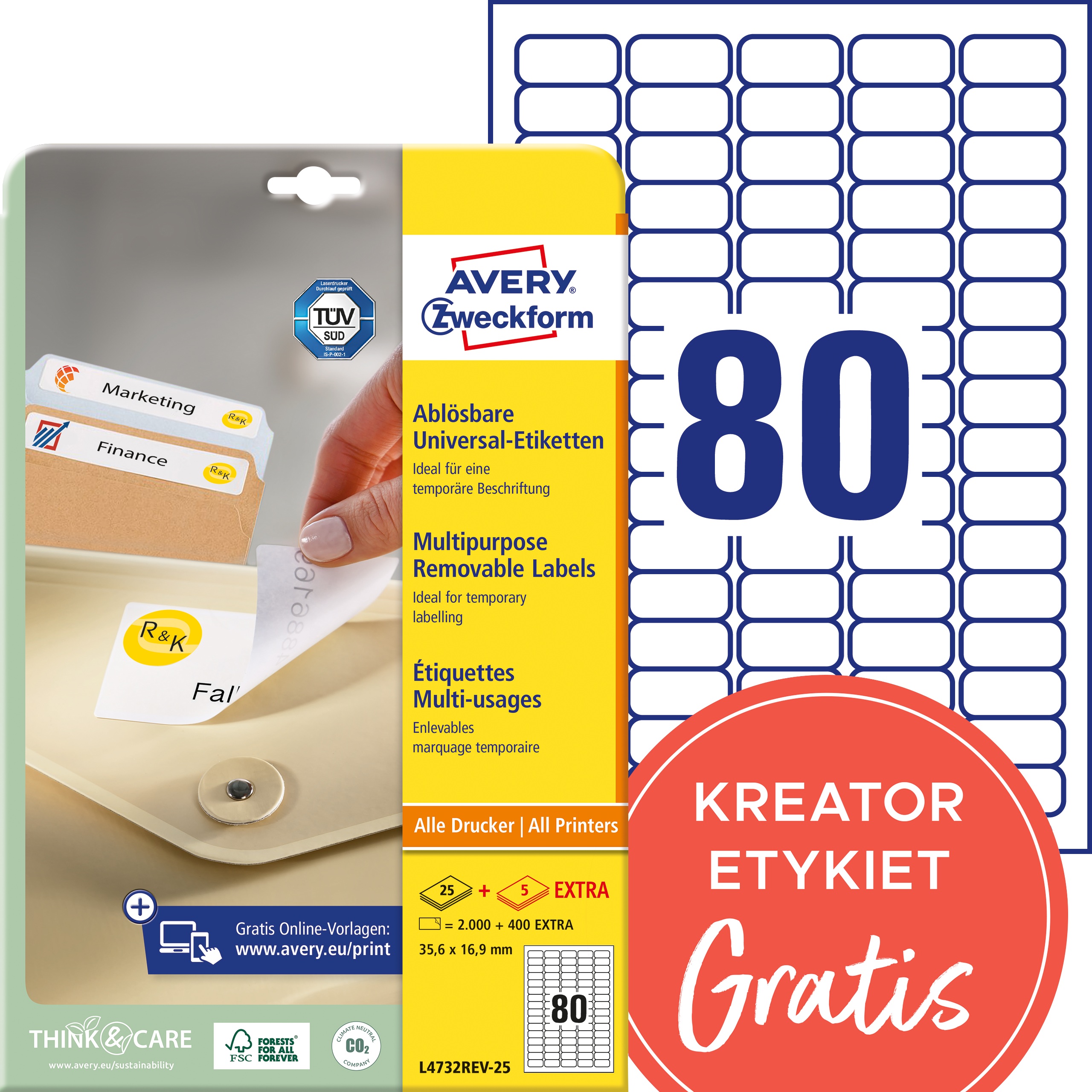 Etykiety Avery Zweckform 35,6 x 16,9 mm usuwalne, 25 arkuszy + 5 gratis Etykiety Avery Zweckform 35,6 x 16,9 mm usuwalne, 25 arkuszy + 5 gratis