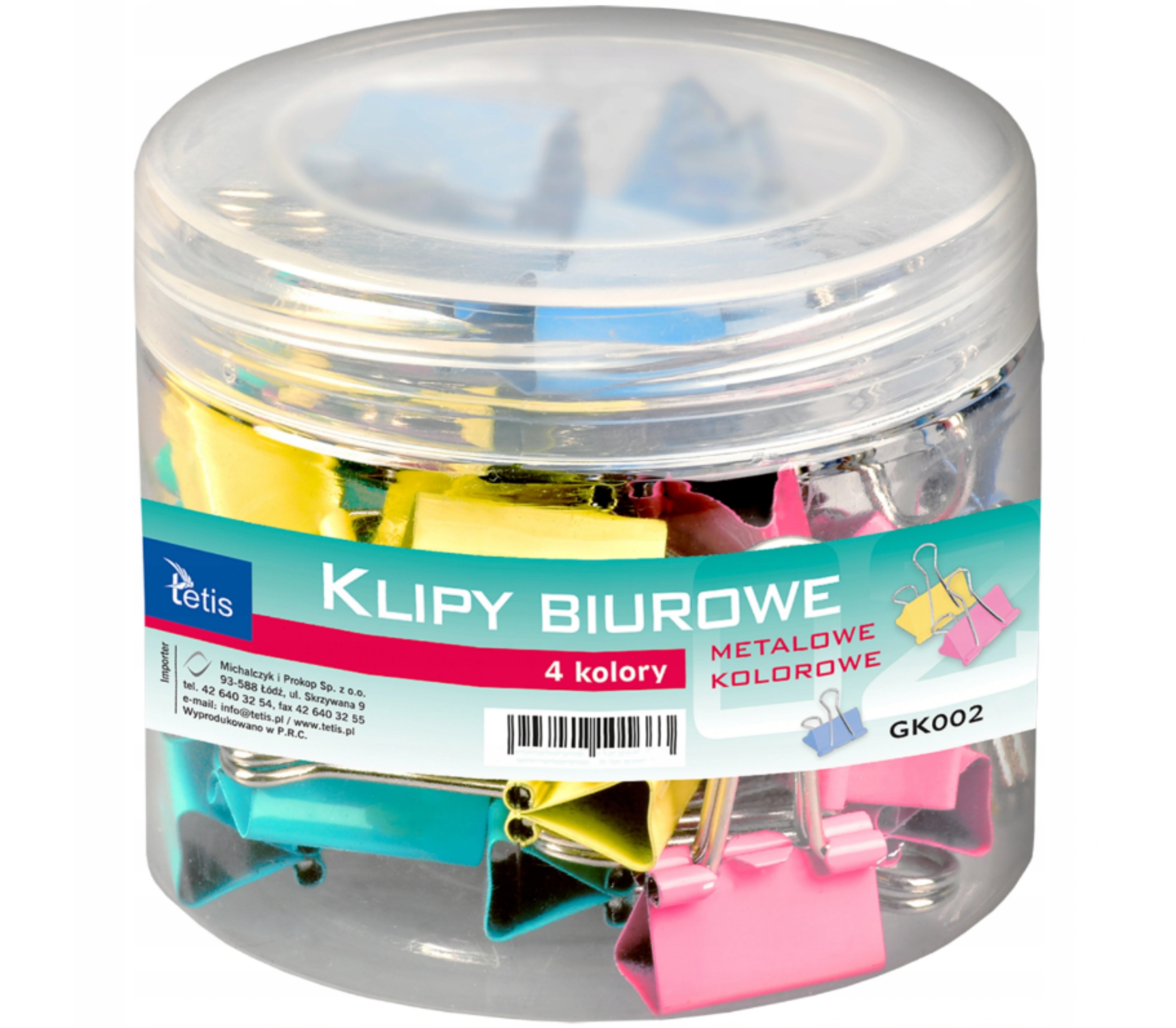 Clips 15mm 60 sztuk kolorowe tuba Clips 15mm 60 sztuk kolorowe tuba