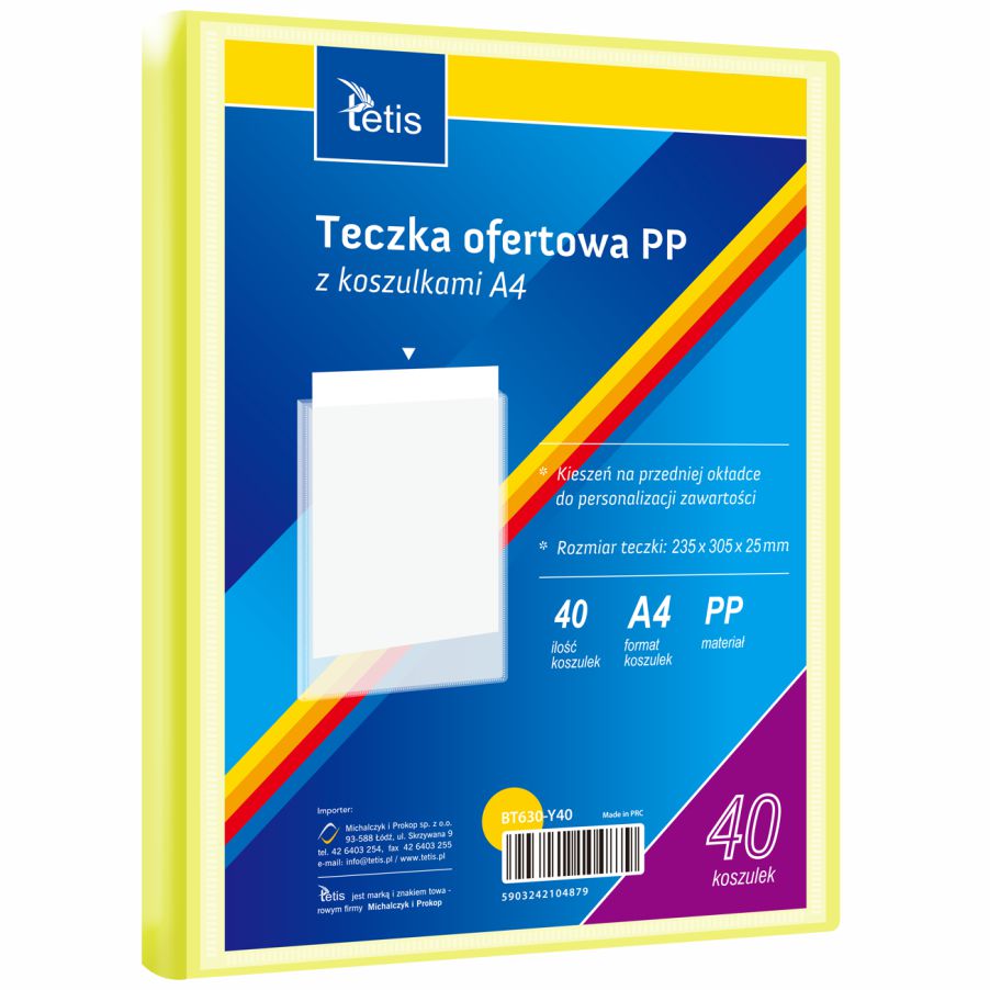 Teczka ofertowa A4 Tetis 25mm żółta
