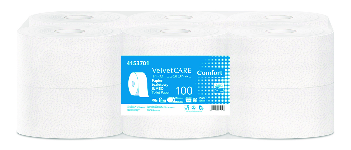 Papier toaletowy Velvet Care Professional jumbo 2-warstwowy 100m 12 rolek