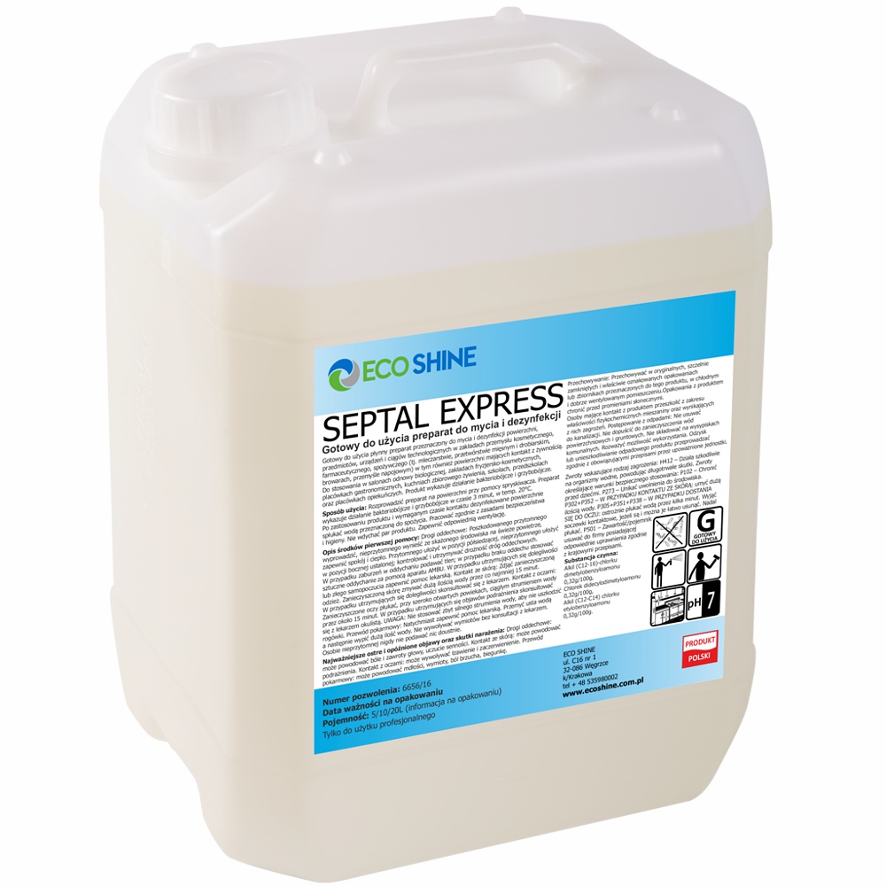 Eco Shine septal express 5l gotowy do użycia preparat do mycia i szybkiej dezynfekcji powierzchni
